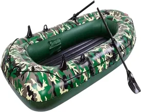 2-3 Person Inflatable Drift Boat, Heavy-Duty PVC Kayak with Oars & Pump, Foldable Rubber Raft for Adults, Outdoor Water Sports & Fishing