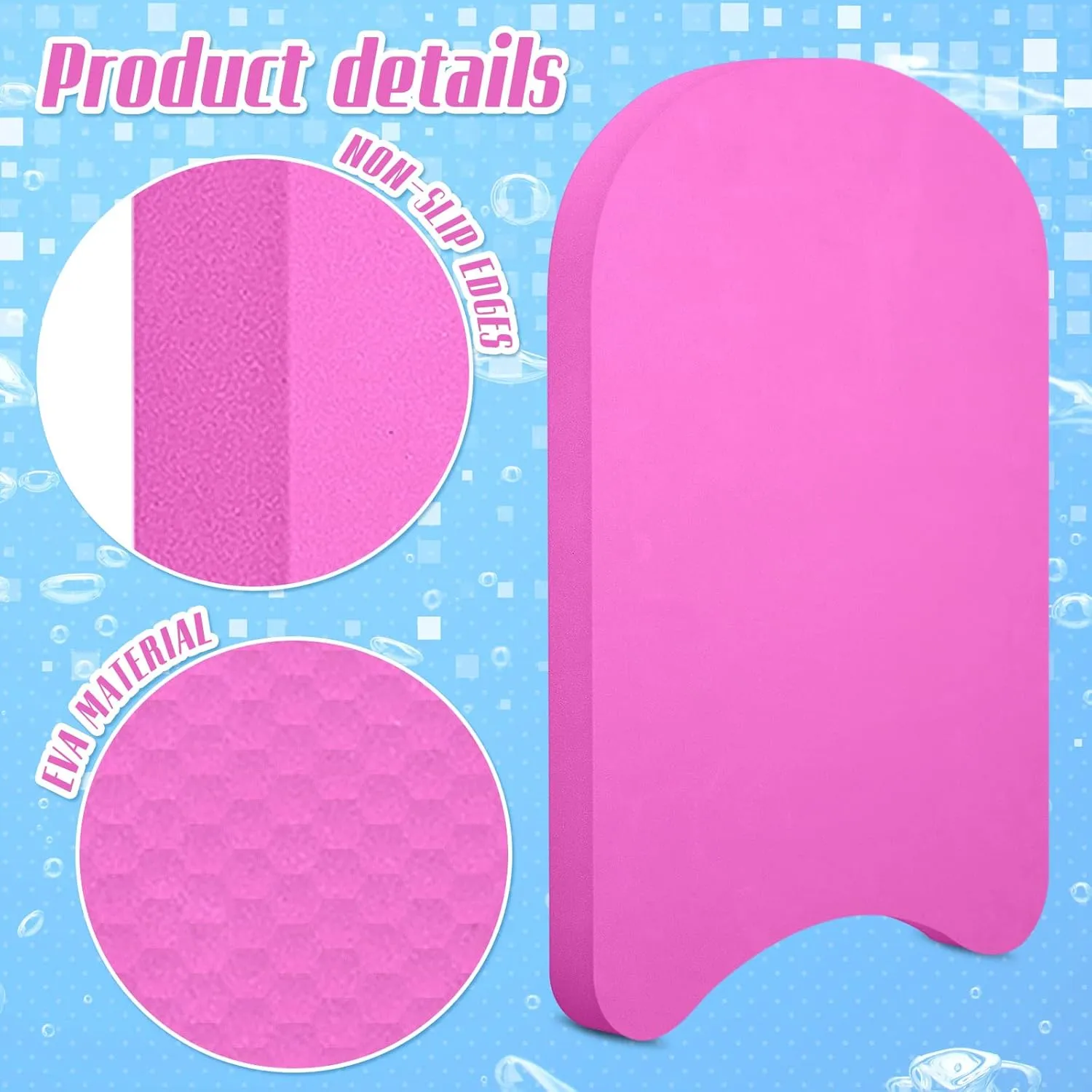 3 Pcs EVA Foam Swimming Kickboard Water Pool Training Swimming Aid Swim Board with Non Slip Edges for Adults Kids Beginner Swimmers Float Exercise Equipment, 3 Colors