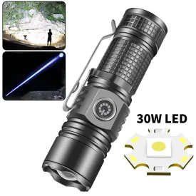 30W Long-Range Throwing LED Flashlight Ultra Bright Mini Type-C Charging Torch With Strong Light for Home Emergency, Outdoor Camping Hiking