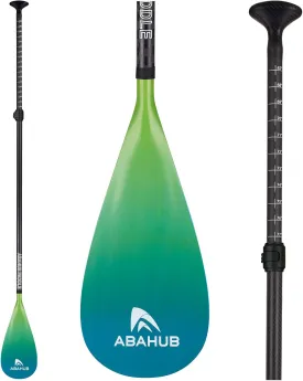 Abahub Carbon Fiber SUP Paddles, 1 x 3 Section Adjustable 67" - 86" Carbon Fiber Shaft, Lightweight Stand-up Paddle Oars for Paddleboards, with a Carrying Bag