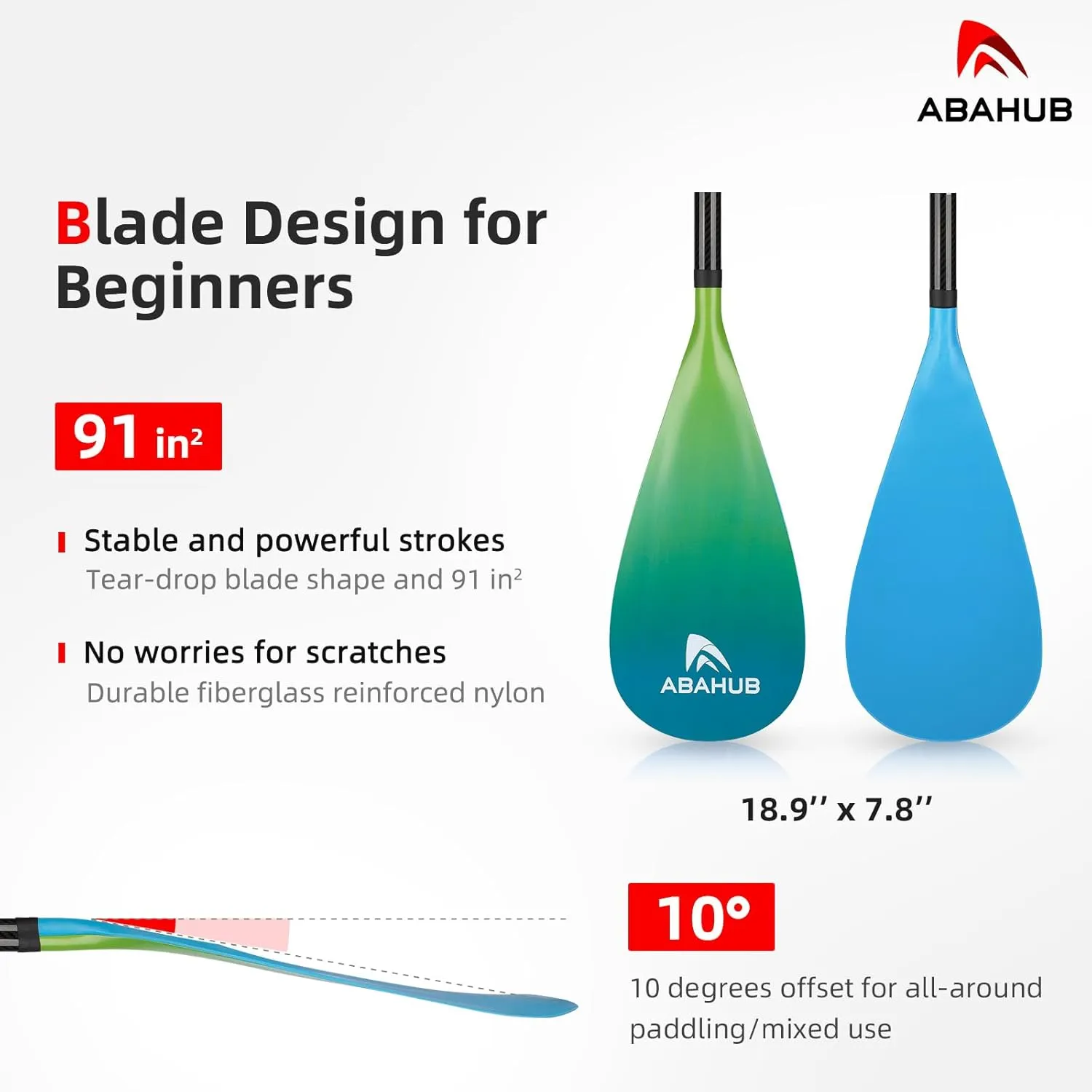 Abahub Carbon Fiber SUP Paddles, 1 x 3 Section Adjustable 67" - 86" Carbon Fiber Shaft, Lightweight Stand-up Paddle Oars for Paddleboards, with a Carrying Bag