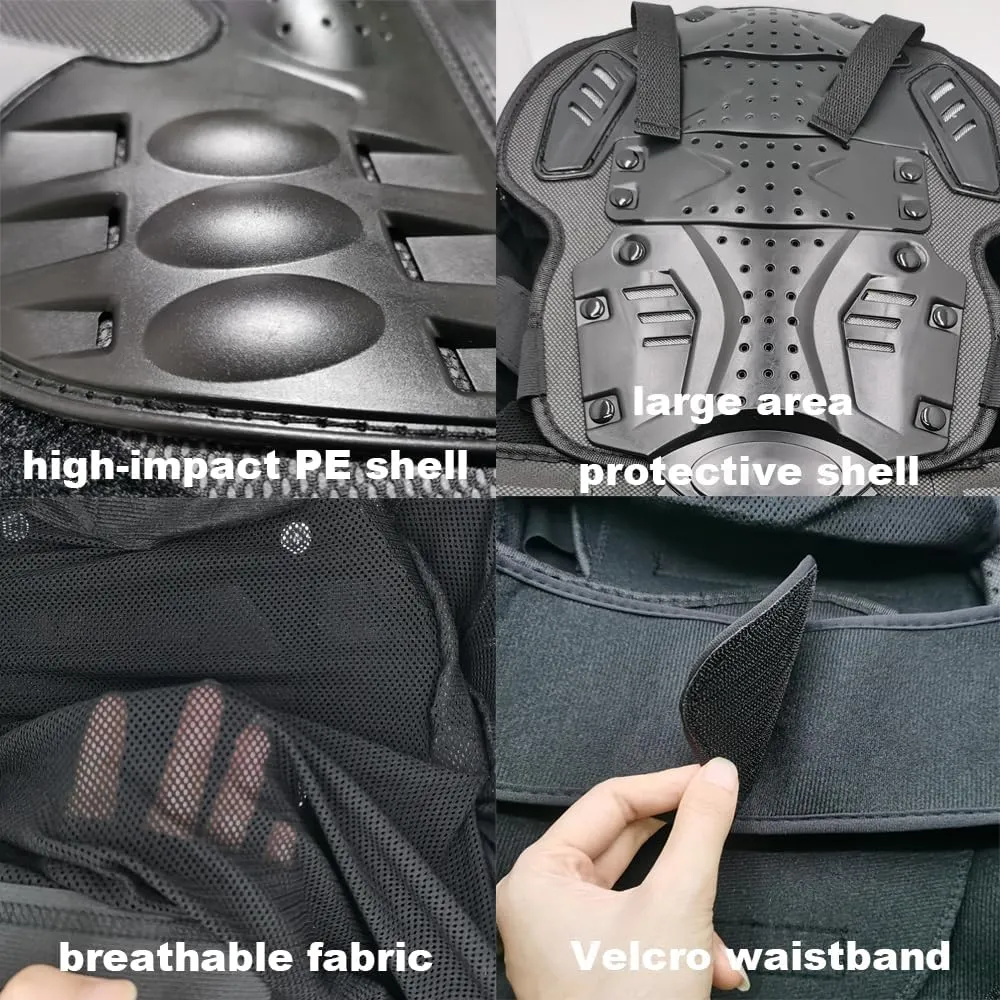 Adult Motorcycle Protective Jacket and Knee Pads, Motorcycle Accessories, Back Spine Chest Protector, Full Body Chest Armor for Motocross Dirt Bike Gear