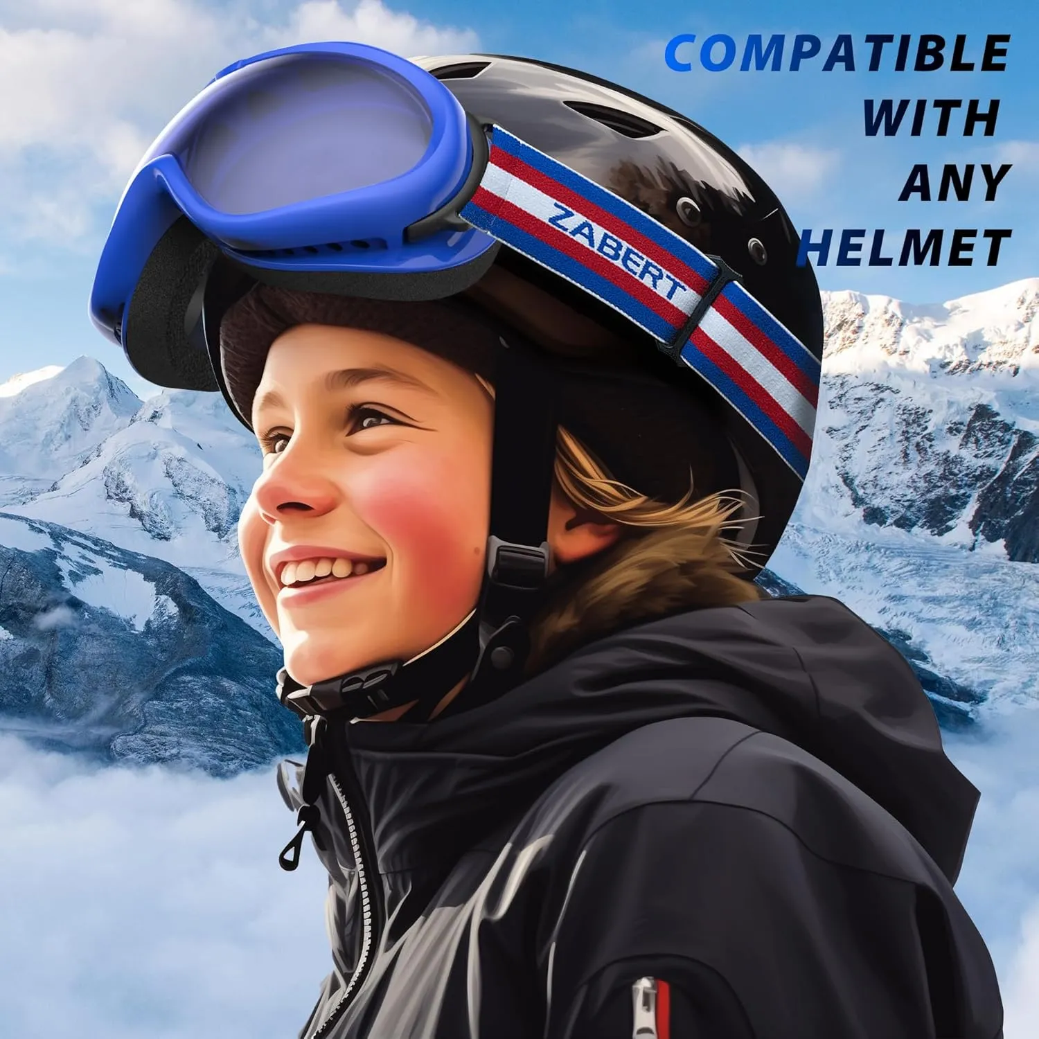 Big kids Ski Goggles for kids Age 6-14 Years Old Youth,Oversized OTG Over Glasses