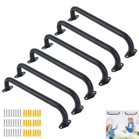 BiJun17 inch Metal Playground Handles,Monkey Bars Indoor Heavy Duty Safety Ceiling Grab Bars for Indoor Outdoor Playgrounds Climbing Frames,Treehouses and Wall ladders (Black Set of 6)