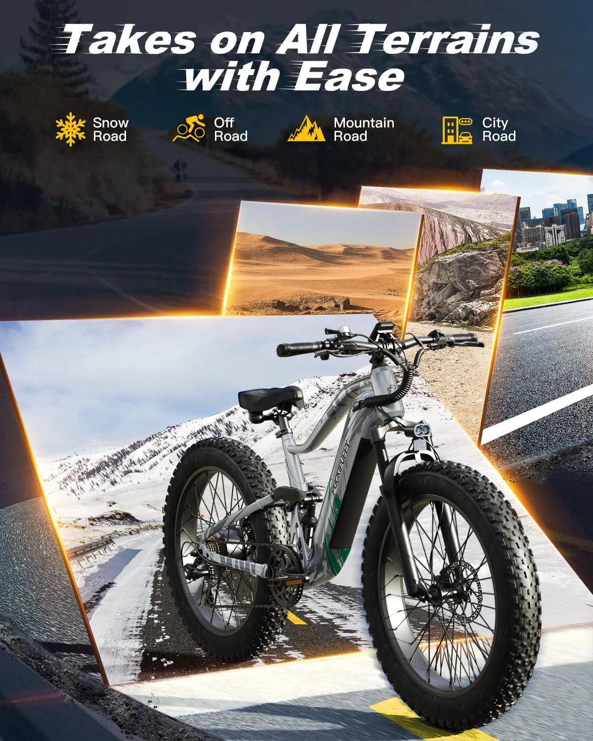 Boxer Electric Bike for Adults 960W, Full Suspension 48V 20AH Battery Ebike, 26" Fat Tire 28MPH 80Miles Range Mountain Electric Bicycle, 7 Speed Hydraulic Disc Brake