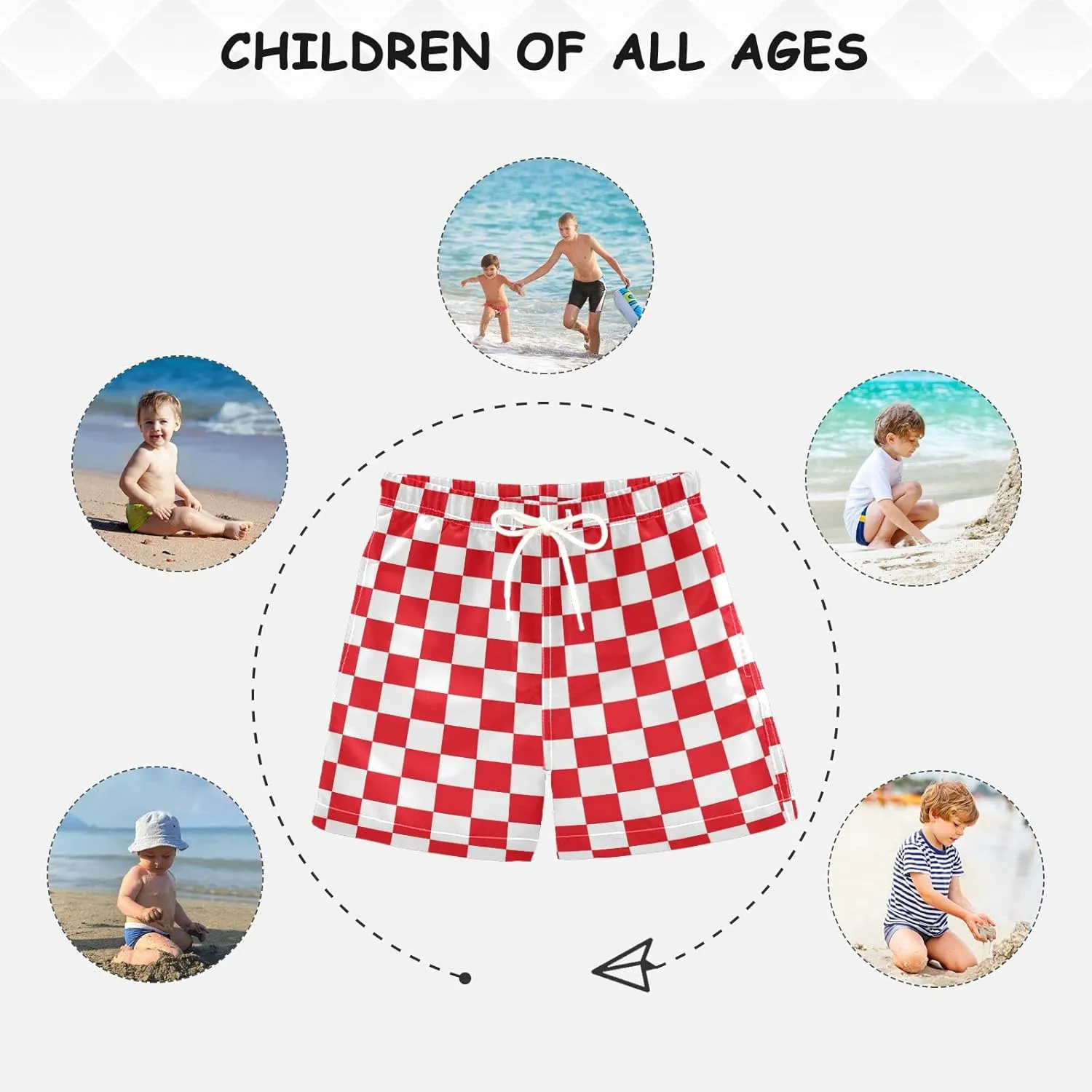 Boys Swim Trunks Black White Buffalo Check Plaid Toddler Swim Shorts Bathing Suit Swimsuit Toddler Boy Swimwear 2T 20205720