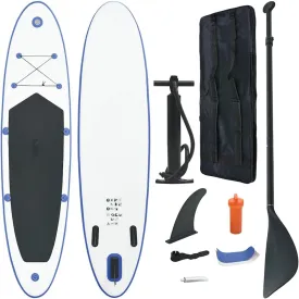 Enhance Your Water Adventure with Inflatable Stand Up Paddle Board Set, Includes Oar and Pump, Blue and White