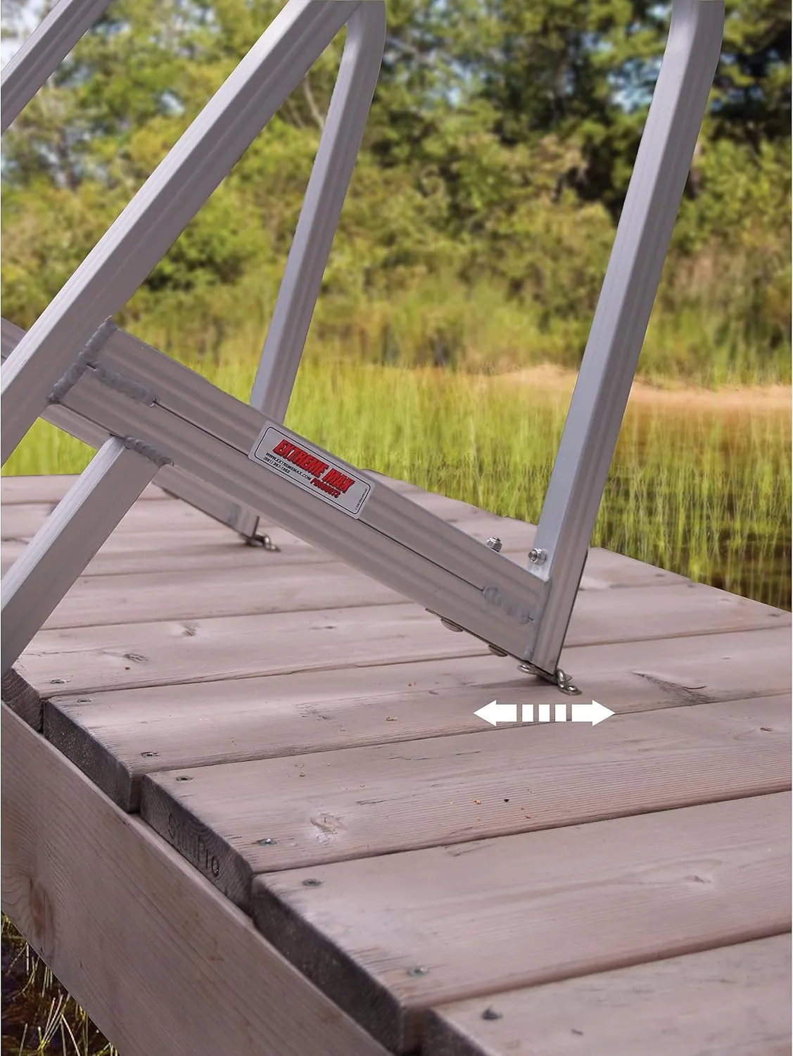 Extreme Max 3005.3380 Heavy Duty Aluminum Pontoon & Dock Ladder - 4 Steps, 15" Wide Steps, 45" Below-Deck Reach, 300 lbs. Weight Capacity