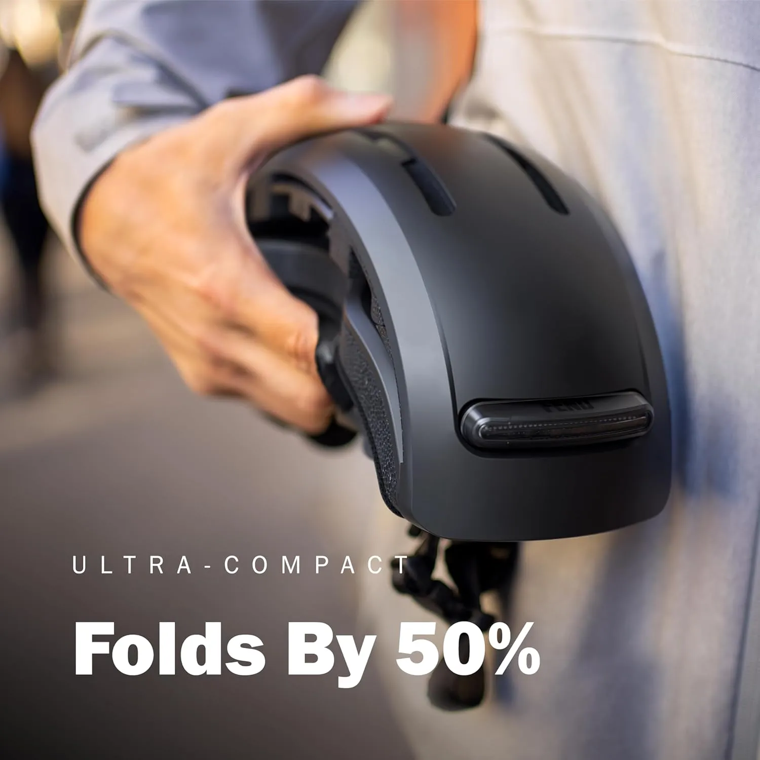 FEND Super Folding Bike Helmet with Lights  Ultra-Bright USB-C Front & Rear LEDs, Collapsible by 50%, CPSC/EN1078 Certified, for Adults, Commuters, E-Bikes, Scooters