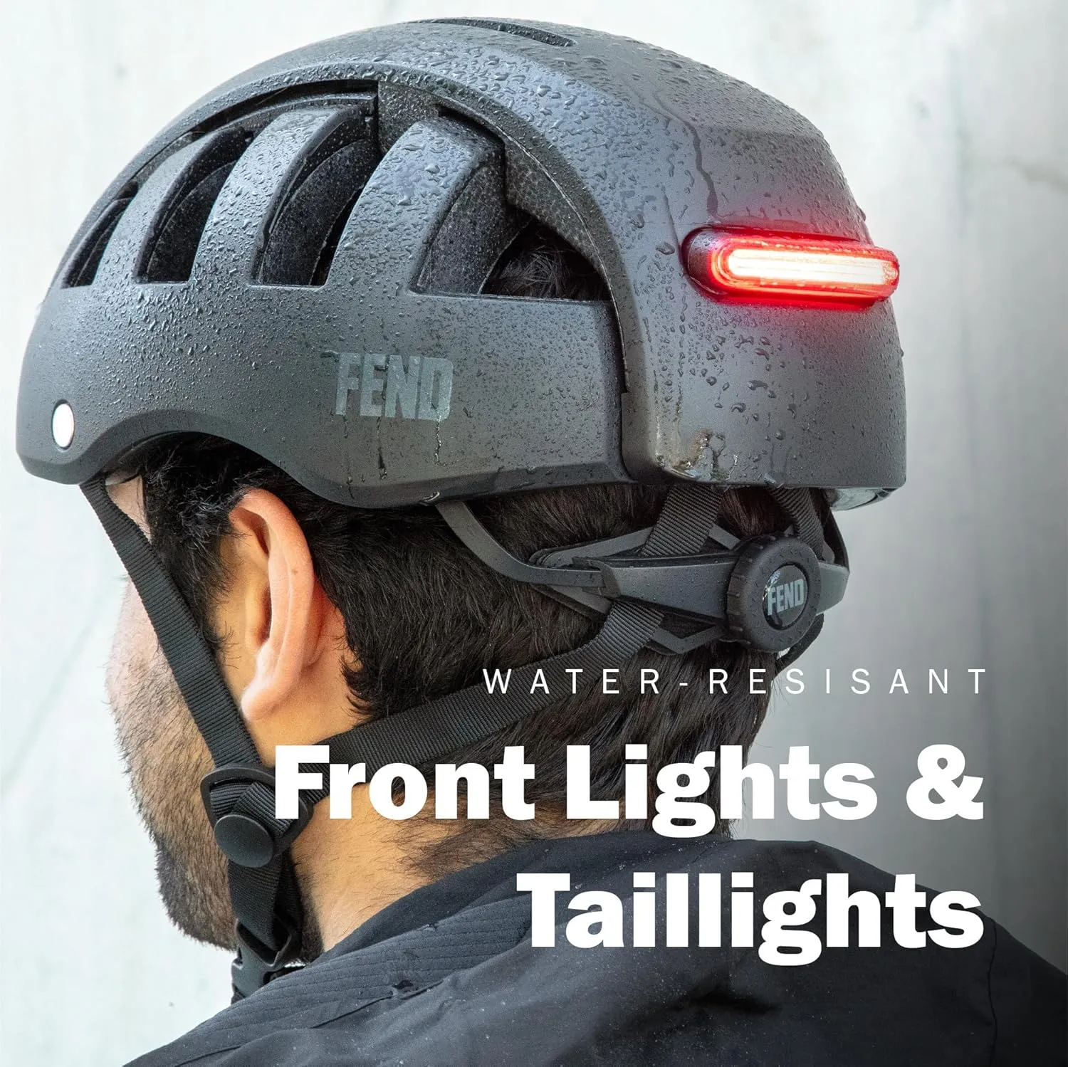 FEND Super Folding Bike Helmet with Lights  Ultra-Bright USB-C Front & Rear LEDs, Collapsible by 50%, CPSC/EN1078 Certified, for Adults, Commuters, E-Bikes, Scooters