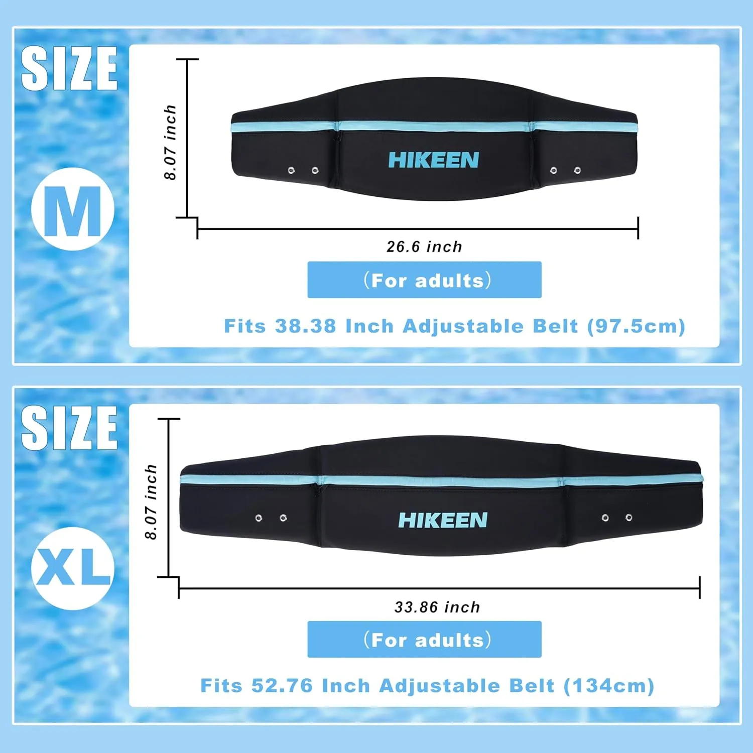 Hikeen Swim Belt for Adults/Kids,Water Aerobics Equipment with Fixing Straps and Zipped Pocket,Adults Pool Exercise Equipment for Pool Exercises and Workouts