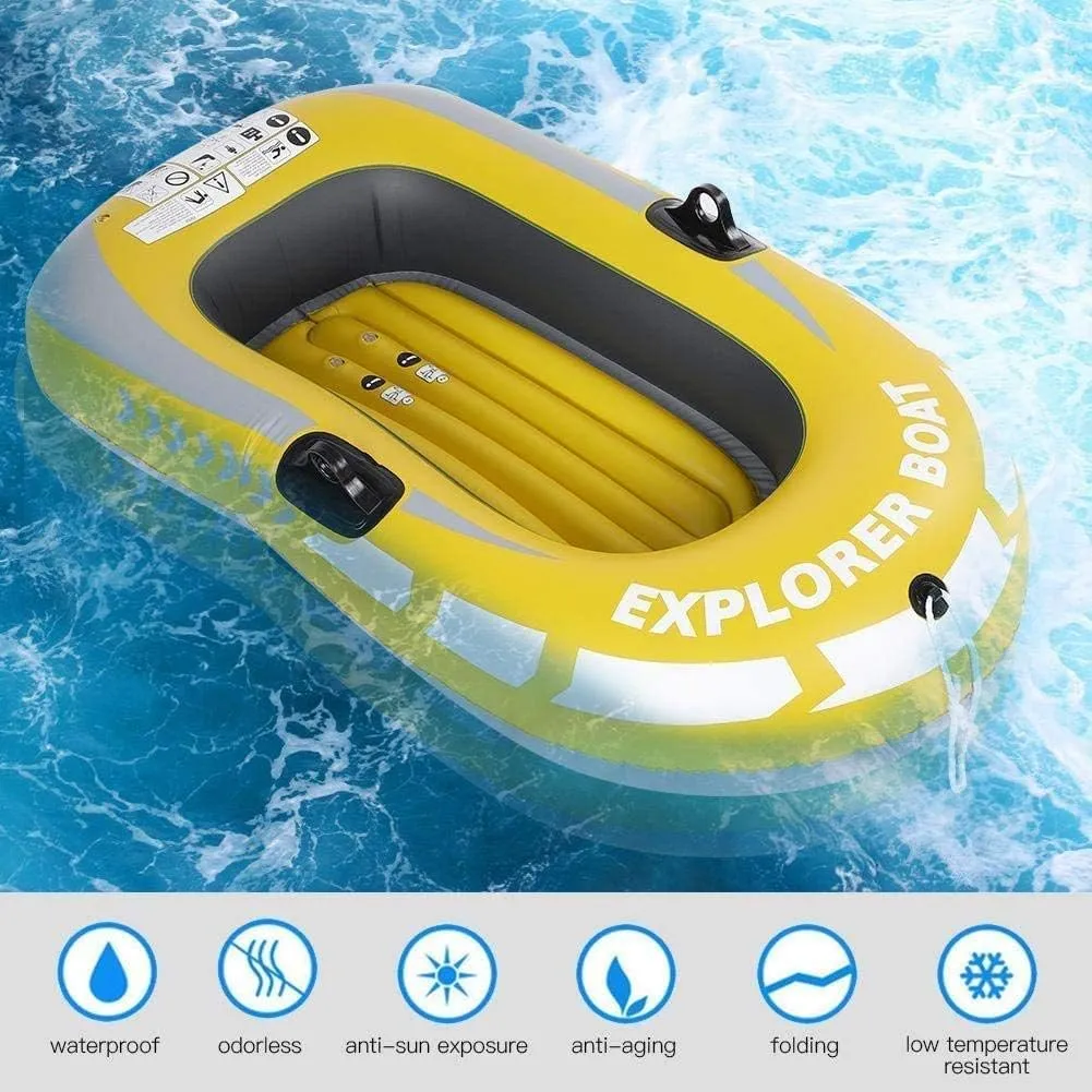 Inflatable Kayak, Fishing Boat Folding Dinghy Rowing Boats, Rubber Explorer Boat Canoe for Adults Water Sports,2person Boat