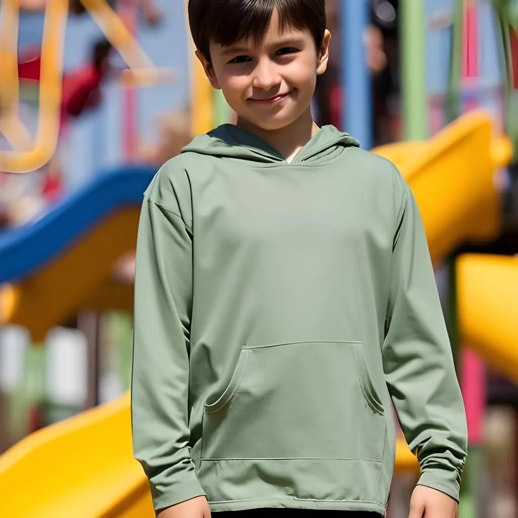 INGEAR Boys' Rash Guard Long Sleeve UPF 50  UV Protection Swim Shirt, Hooded Sun Shirt, Quick Dry Fishing Shirt for Kids