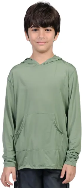INGEAR Boys' Rash Guard Long Sleeve UPF 50  UV Protection Swim Shirt, Hooded Sun Shirt, Quick Dry Fishing Shirt for Kids