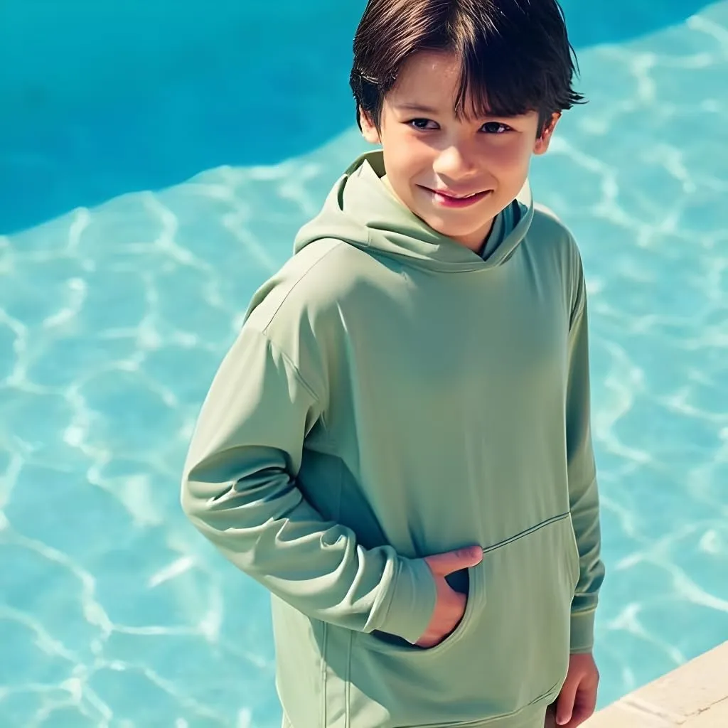 INGEAR Boys' Rash Guard Long Sleeve UPF 50  UV Protection Swim Shirt, Hooded Sun Shirt, Quick Dry Fishing Shirt for Kids