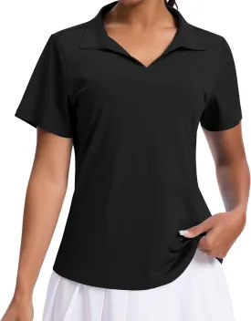 JoyGirl Womens Golf Shirts Polo Shirts Collared V-Neck Short Sleeve Tennis Shirt UPF 50  Quick Dry Moisture Wicking Golf Tops