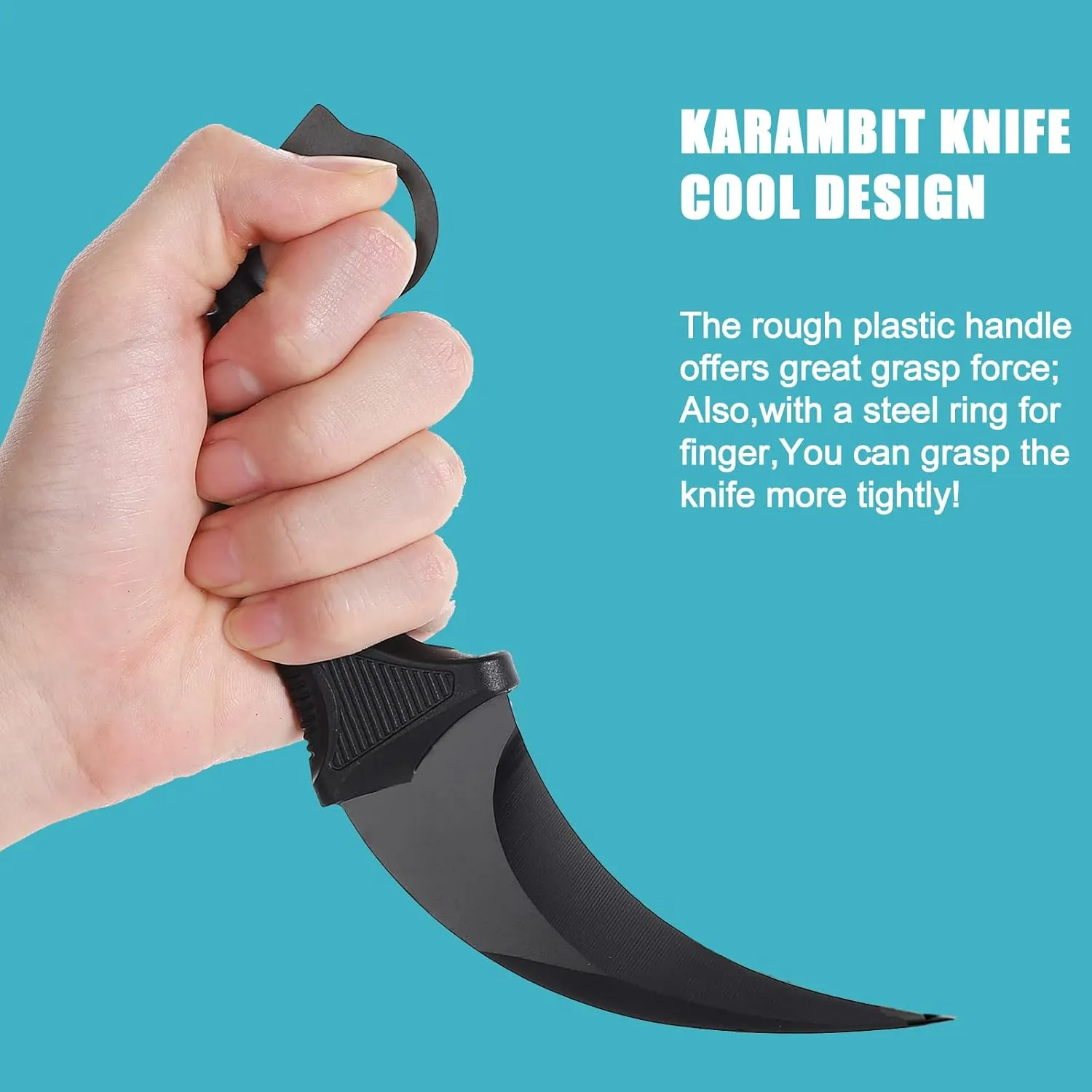 Karambit Knife Fixed Blade Tactical Camping Tool, 2 Pieces Stainless Steel Outdoor Hunting Knife with Sheath and Cord, Suitable for Hiking, Adventure, Survival and Collection (Green&Black)