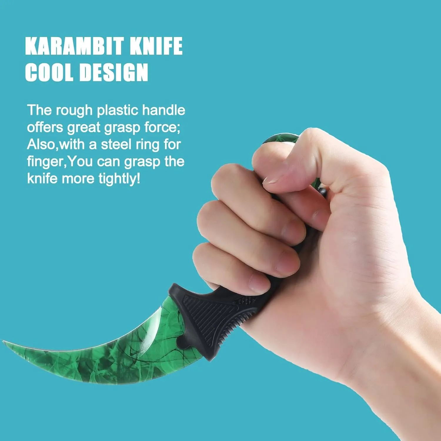 Karambit Knife Fixed Blade Tactical Camping Tool, 2 Pieces Stainless Steel Outdoor Hunting Knife with Sheath and Cord, Suitable for Hiking, Adventure, Survival and Collection (Green&Black)