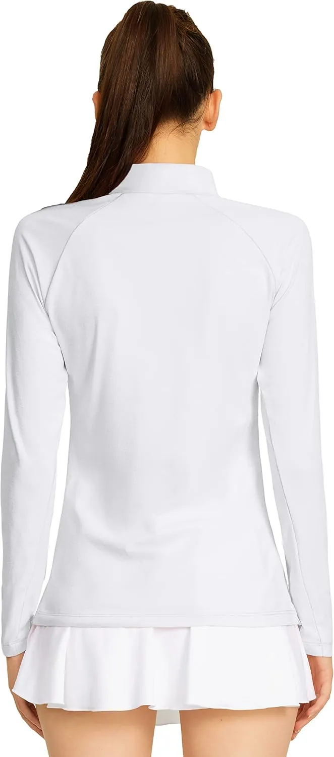 LastFor1 Women's Long Sleeve Golf Polo Shirts UPF 50  Moisture Wicking Quick Dry Active Tops with Snap Buttons Closure