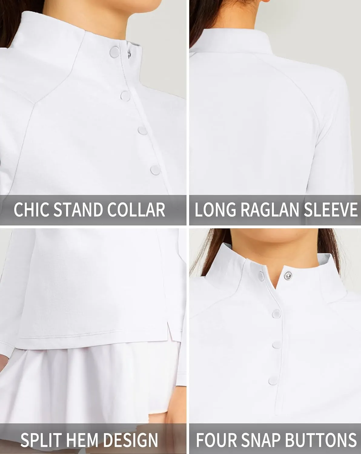LastFor1 Women's Long Sleeve Golf Polo Shirts UPF 50  Moisture Wicking Quick Dry Active Tops with Snap Buttons Closure