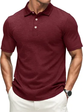 MAGCOMSEN Men's Short-Sleeve Polo,Golf Shirts for Men 3-Button Moisture Wicking,Athletic Outdoor Collared T-Shirt