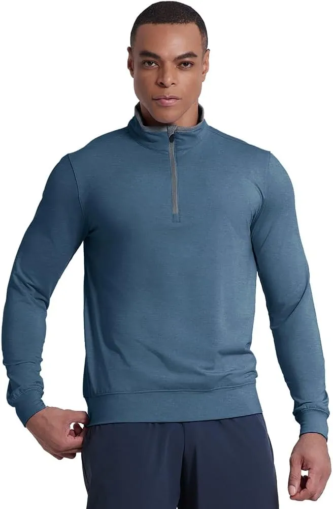 Men's 1/4 Zip Pullover UPF 50  Long Sleeve Loose Fit Golf Shirts Sun Protection Quick-Dry Athletic Sports Pullover Tops