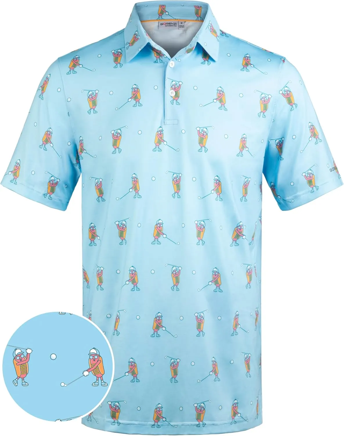 Men's Golf Shirts Short Sleeve Moisture Wicking Print Patterns Collared Performance Polo Golf Shirts for Men Dry Fit