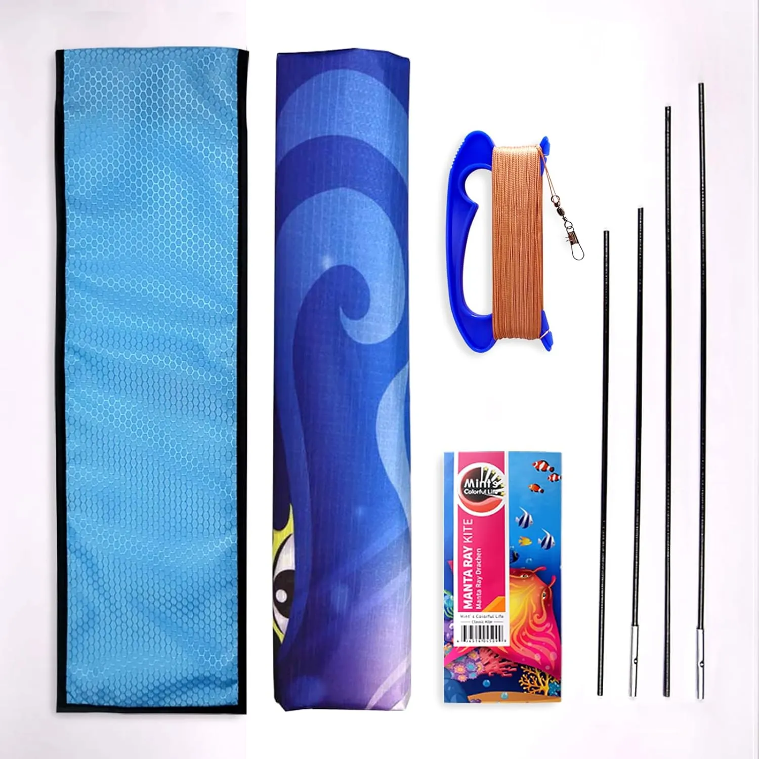 Mint's Colorful Life Devil Fish Kite for Kids and AdultsEasy to Fly Delta Kites Single Line Large, 300ft Kite String Handle Include