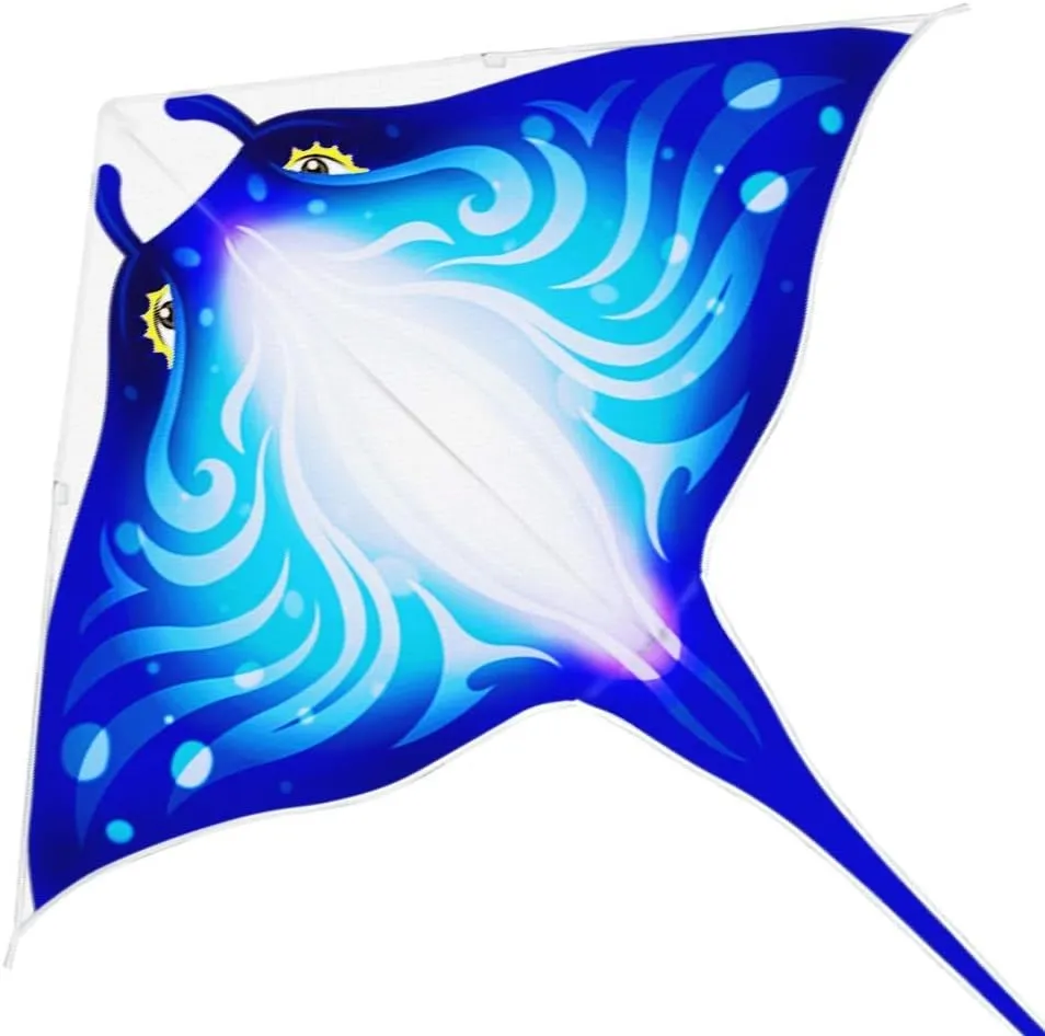 Mint's Colorful Life Devil Fish Kite for Kids and AdultsEasy to Fly Delta Kites Single Line Large, 300ft Kite String Handle Include