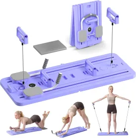 Mosdos Portable Pilates Reformer Machine for Home Gym - Auto-Rebound Pilates Board with Abdominal Core Trainer & Full Body Workout | Professional Pilates Equipment for Men/Women-Purple