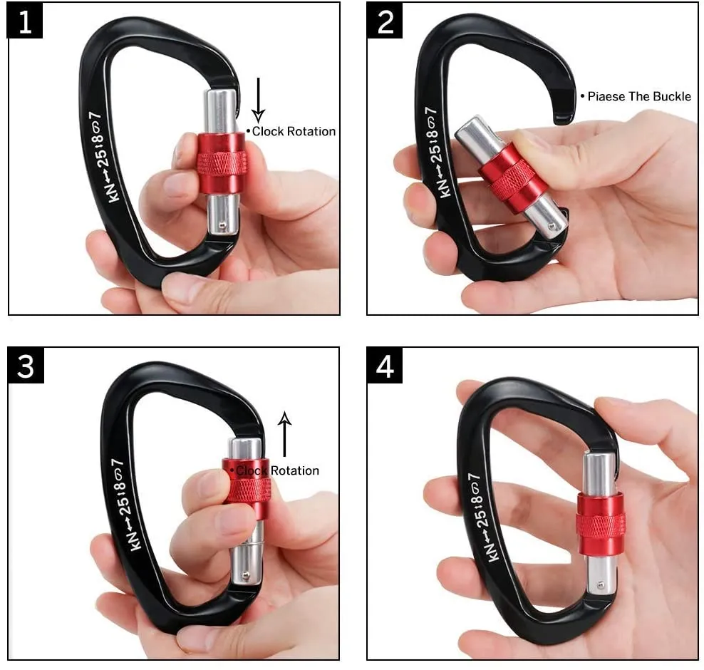 NewDoar Heavy Duty Locking Clips 24KN/5400lbs,Screwgate Locking for Keychain Dog
