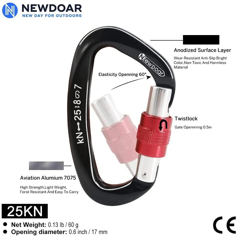 NewDoar Heavy Duty Locking Clips 24KN/5400lbs,Screwgate Locking for Keychain Dog