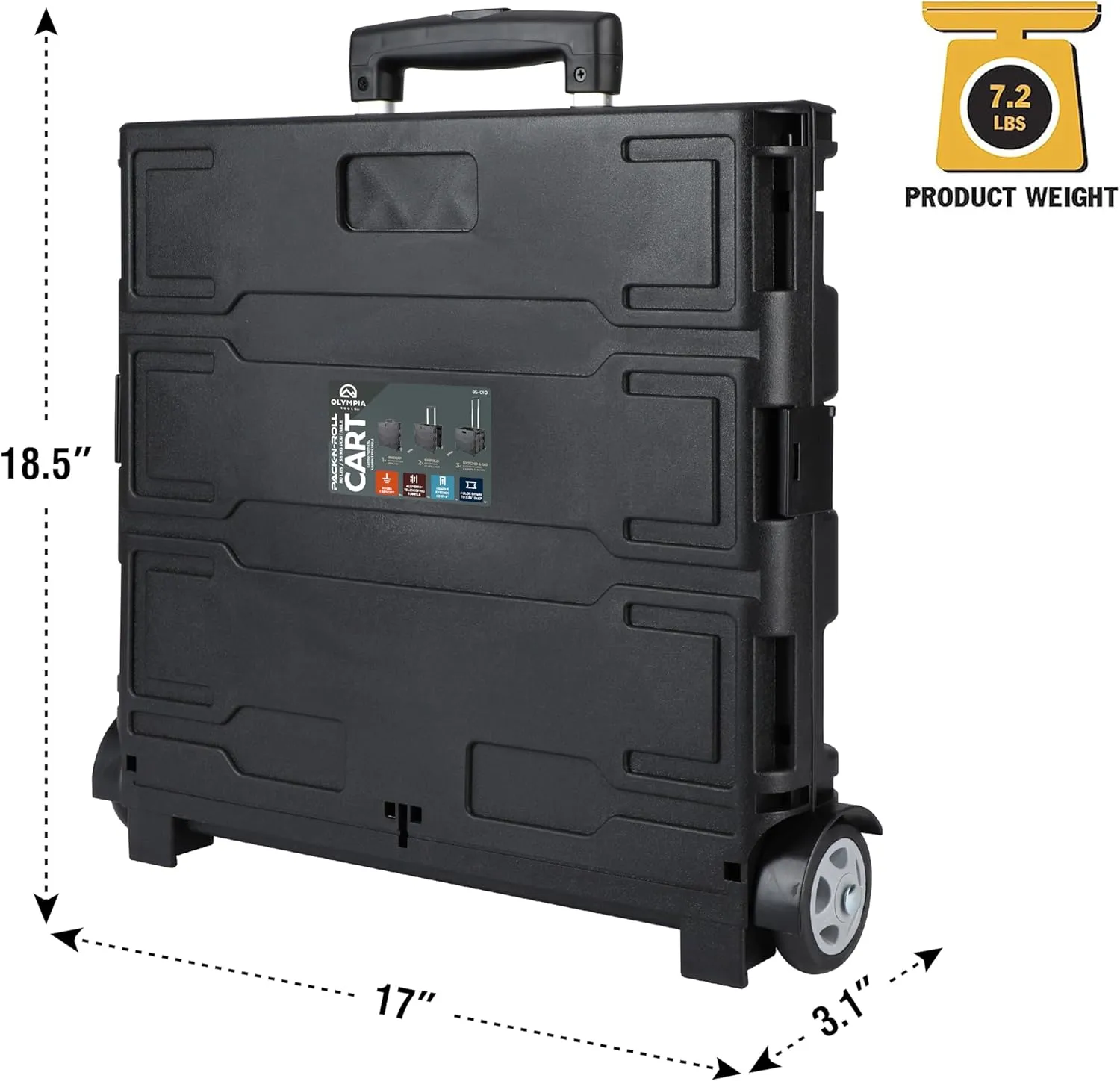 Olympia Tools 85-010 Grand Pack-N-Roll Portable Tools Carrier with Telescopic Handle, 80 Lb. Load Capacity, Black