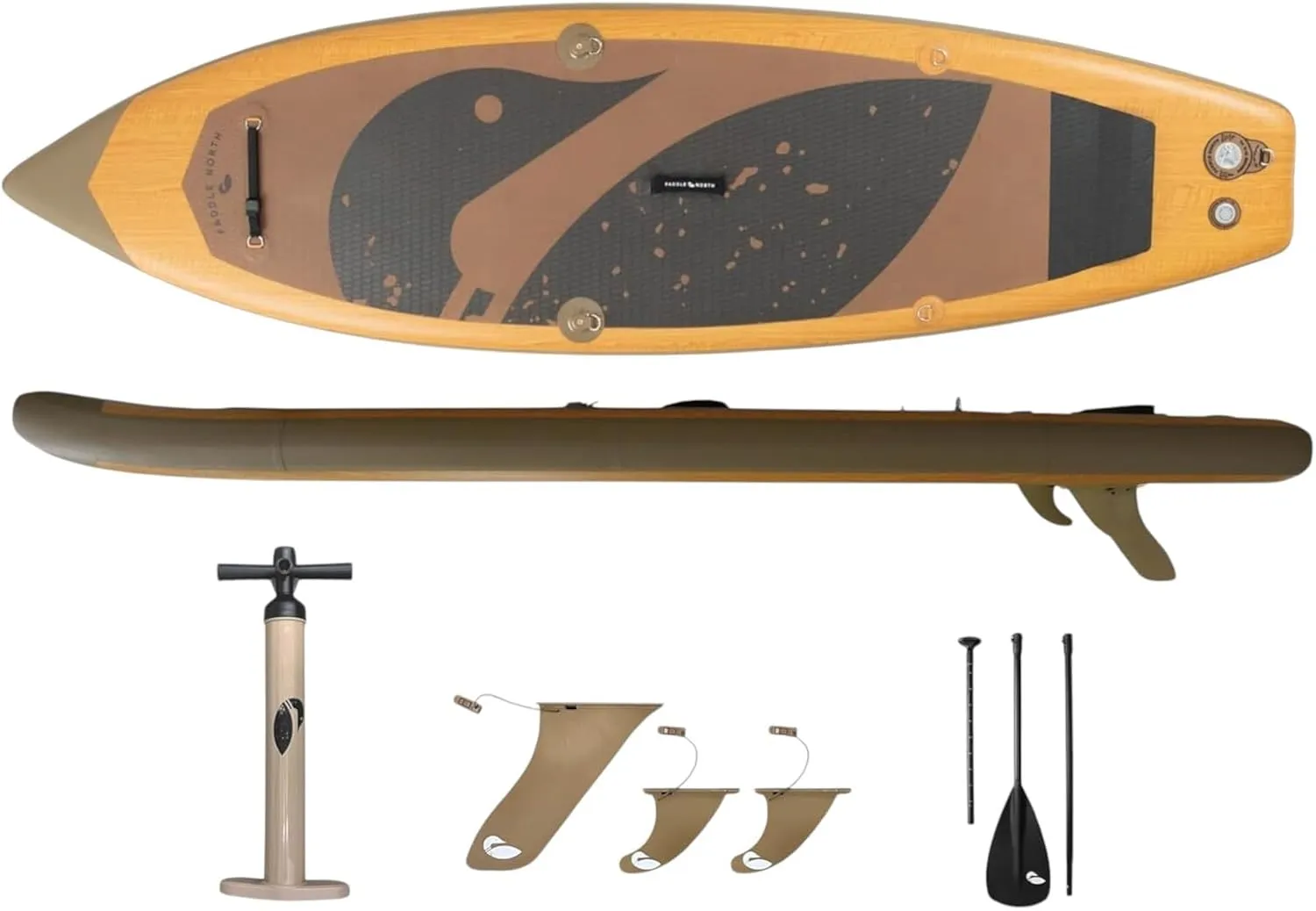 Paddle North Play Inflatable SUP Includes Pump, Adjustable Paddle, 3 Fins, and Shoulder Strap - 9 ft 11 in Lightweight and for All Skill Levels