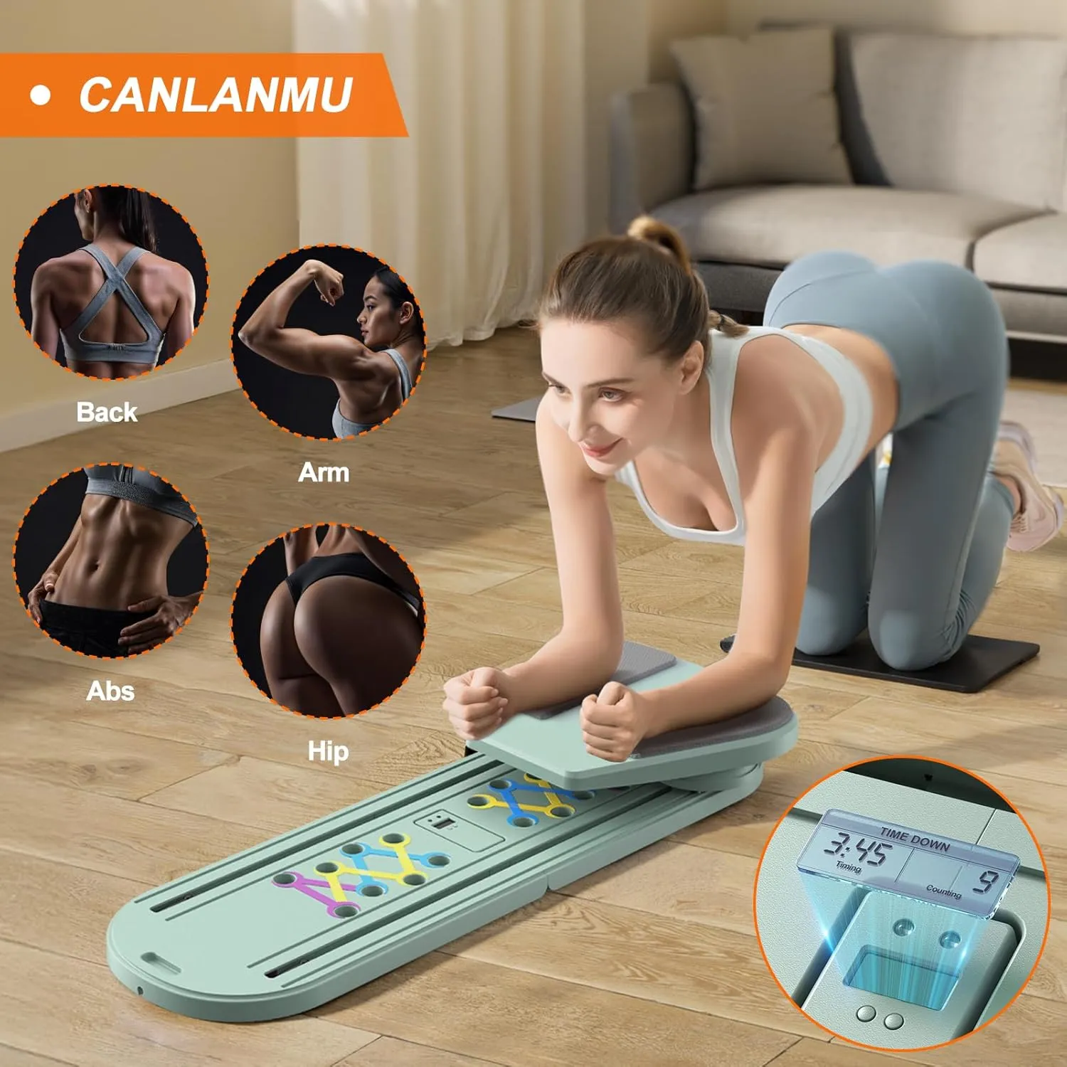 Pilates Board,Multifunctional Rebound Abdominal Board,Foldable Pilates Reformer Set,Ab Core Trainer Machine,Ab Board,Exercise Board,Abs Workout Equipment for Women Men Home Gym Equipment