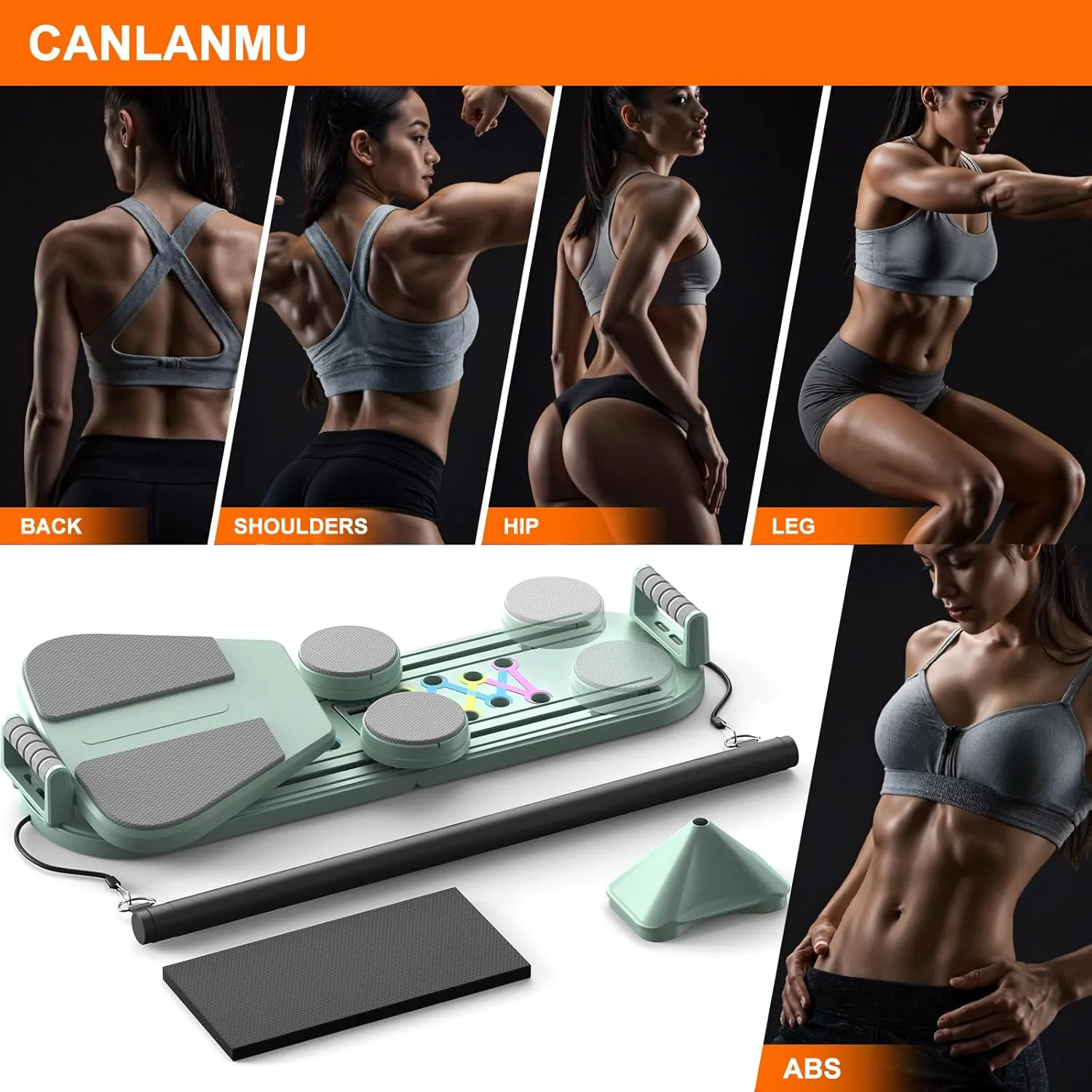Pilates Board,Multifunctional Rebound Abdominal Board,Foldable Pilates Reformer Set,Ab Core Trainer Machine,Ab Board,Exercise Board,Abs Workout Equipment for Women Men Home Gym Equipment