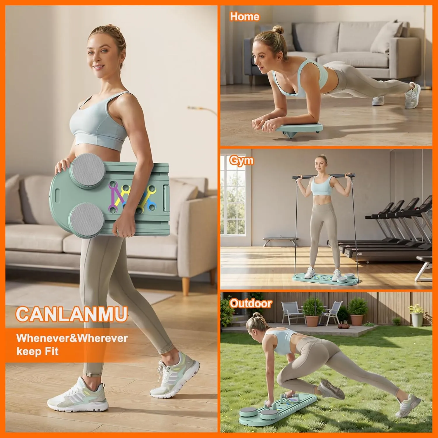 Pilates Board,Multifunctional Rebound Abdominal Board,Foldable Pilates Reformer Set,Ab Core Trainer Machine,Ab Board,Exercise Board,Abs Workout Equipment for Women Men Home Gym Equipment