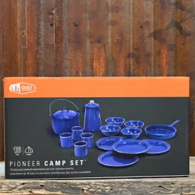 Pioneer Camp Set in Blue Enamelware
