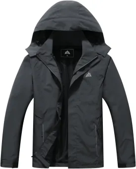 Pooluly Men's Lightweight Rain Jacket Outdoor Softshell Hiking Windbreaker Waterproof Hooded Raincoat