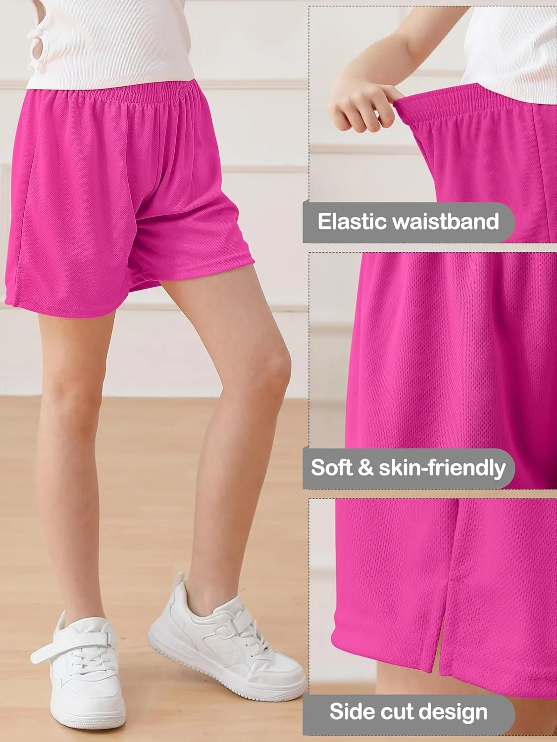 Resinta Girls Athletic Mesh Shorts Basketball Soccer Active Sports Gym Shorts for Youth Kids
