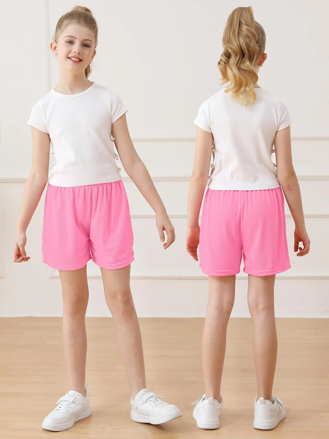 Resinta Girls Athletic Mesh Shorts Basketball Soccer Active Sports Gym Shorts for Youth Kids