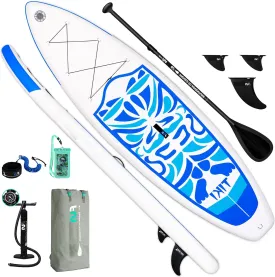 Stand Up Paddle Board 11'x33''x6'' Inflatable Aqua Marina Paddle Board for Adults, with ISUP Accessories,Three Fins,Adjustable Paddle, Pump,Backpack, Leash, Waterproof Phone Bag (blue01)