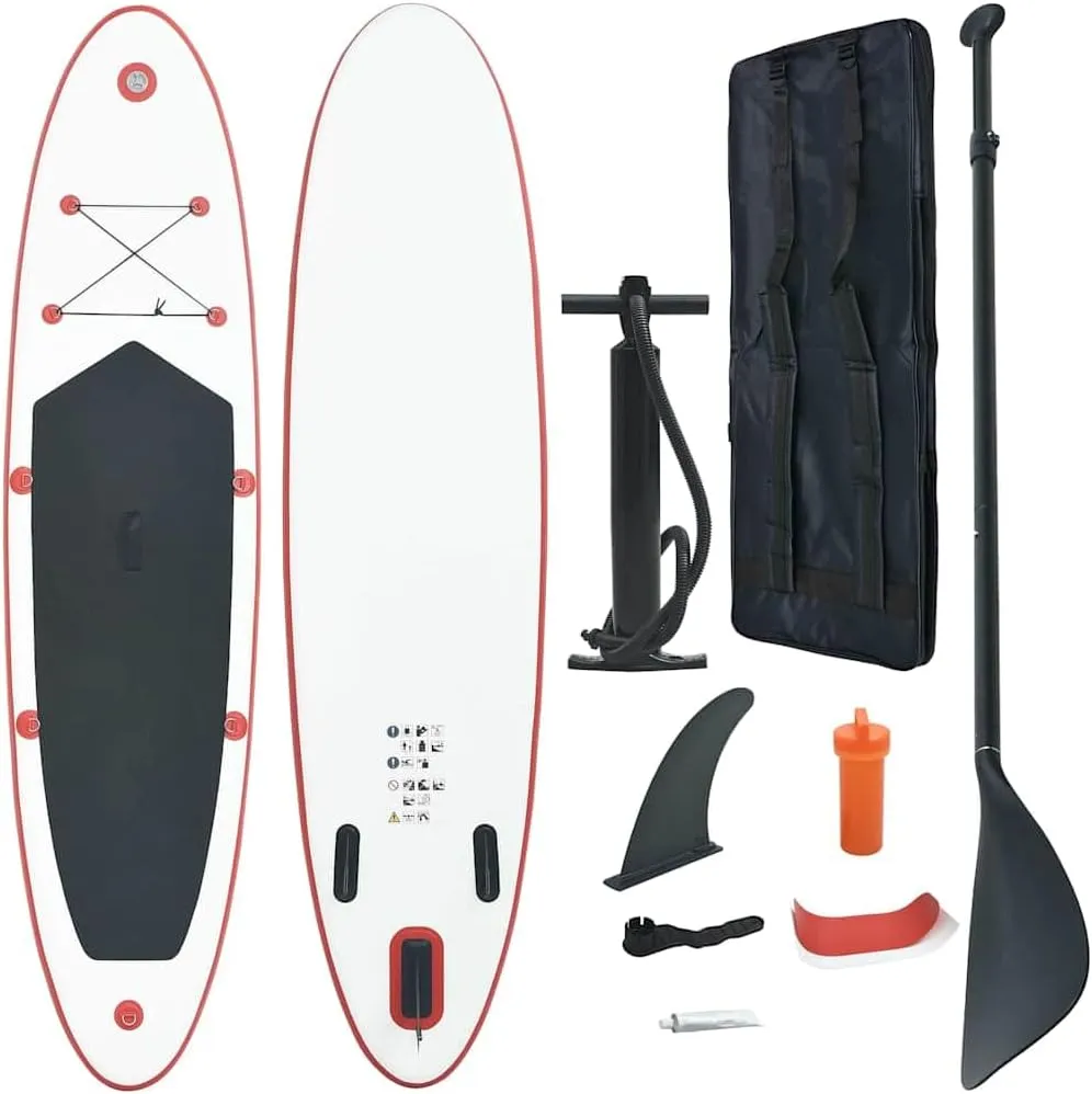 Stand Up Paddle Board Set SUP Surfboard Inflatable Red and WhiteRed 13,8g