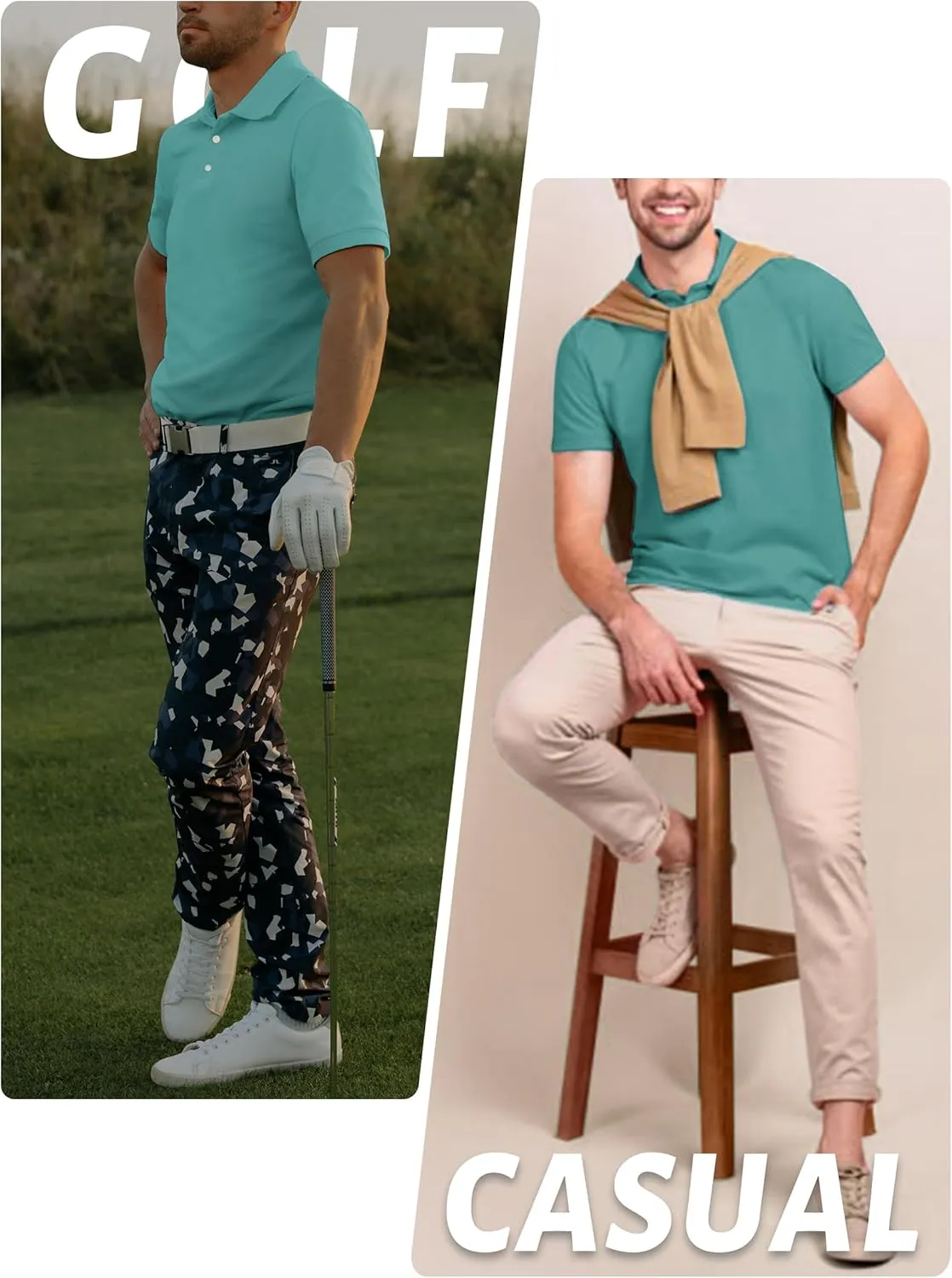 TACVASEN Mens Golf Shirt Dry Fit Mens Polo Shirts Short Sleeve Performance Golf Polos for Men with Collar Work Shirts