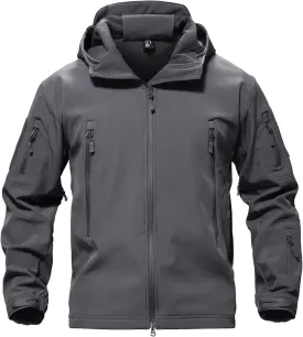 TACVASEN Men's Special Ops Military Tactical Rain Jackets Winter Warm Fleece Softshell Hooded Raincoat Snowboard