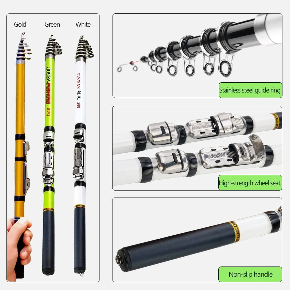 Telescopic Rock Fishing Rod Spinning Fly Carp Feeder Carbon Fiber Pesca 3M 2.7M 2.4M 2.1M 1.8M 1.5M