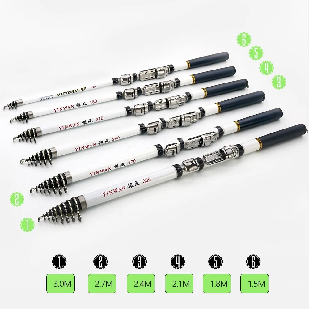 Telescopic Rock Fishing Rod Spinning Fly Carp Feeder Carbon Fiber Pesca 3M 2.7M 2.4M 2.1M 1.8M 1.5M