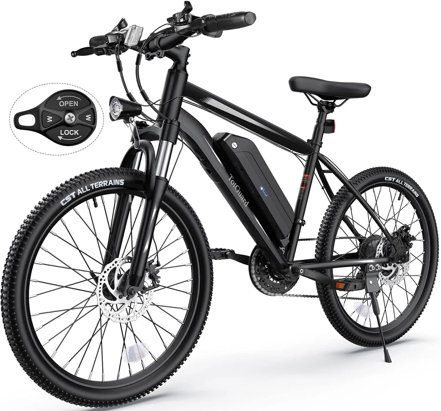 TotGuard Electric Bike, Electric Bike for Adults, 26" Ebike 500W Peak Motor, 19.8MPH Electric Mountain Bike with 374.4WH Removable Battery, Up to 50 Miles, Front Suspension Fork, 21 Speeds, UL 2849