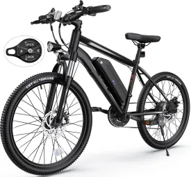 TotGuard Electric Bike, Electric Bike for Adults, 26" Ebike 500W Peak Motor, 19.8MPH Electric Mountain Bike with 374.4WH Removable Battery, Up to 50 Miles, Front Suspension Fork, 21 Speeds, UL 2849