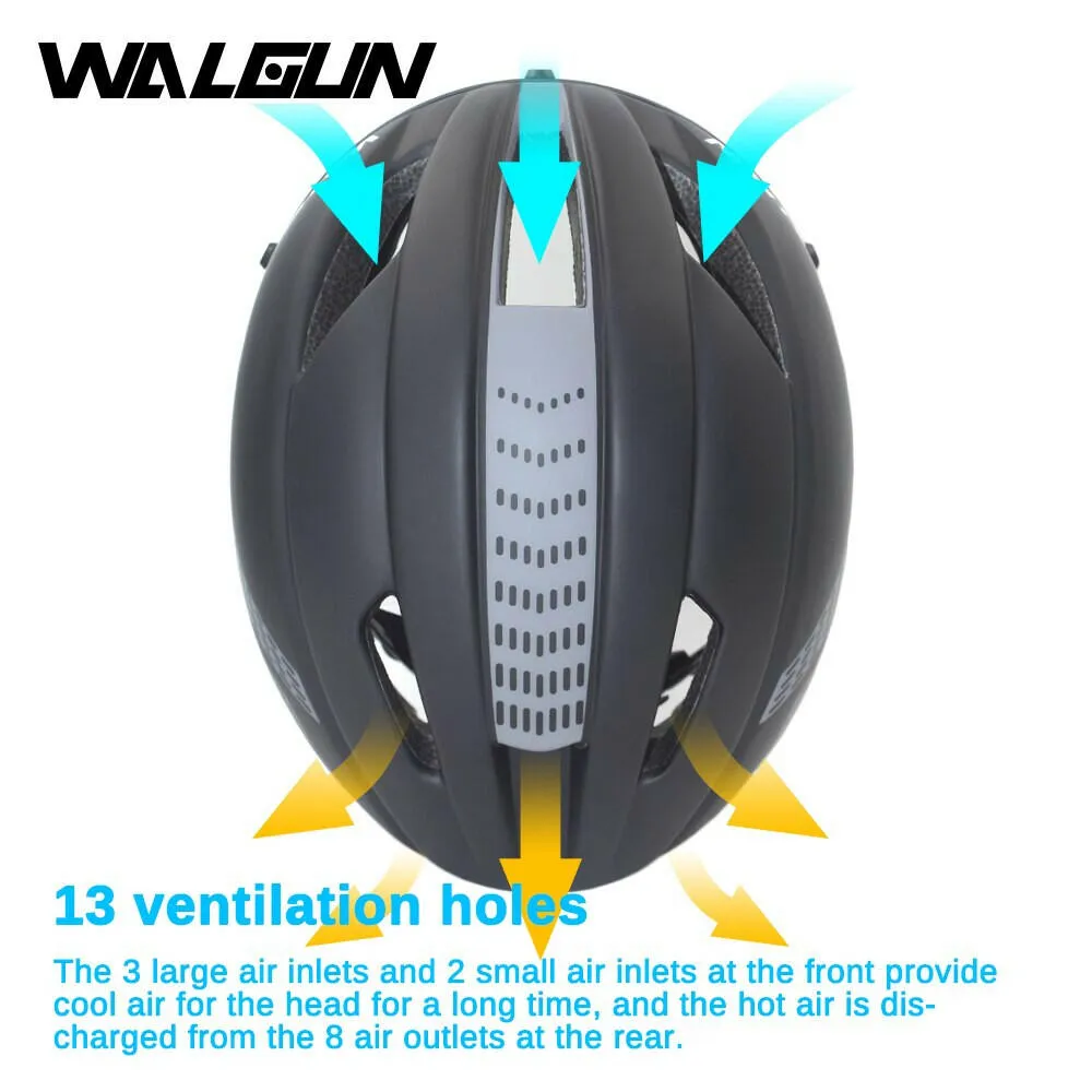 WALGUN Aero Cycling Helmet Road Bike Helmet Adults Lens Goggles Visor Time Trial TT Triathlon Bicycle Helmet M L for Men Women